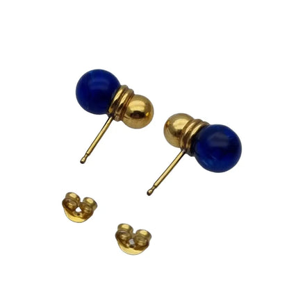 Pendientes de perlas azules y pendientes laminados en oro novedades los 80