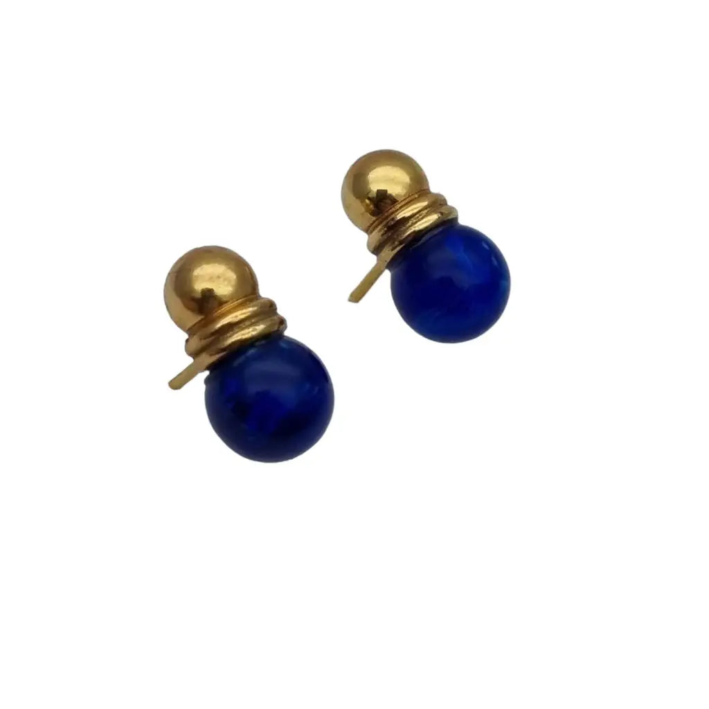 Pendientes de perlas azules y pendientes laminados en oro novedades los 80