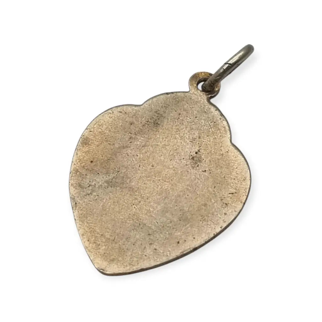 Colgante antiguo religioso en metal con esmalte pintado Virgen Niño siglo
