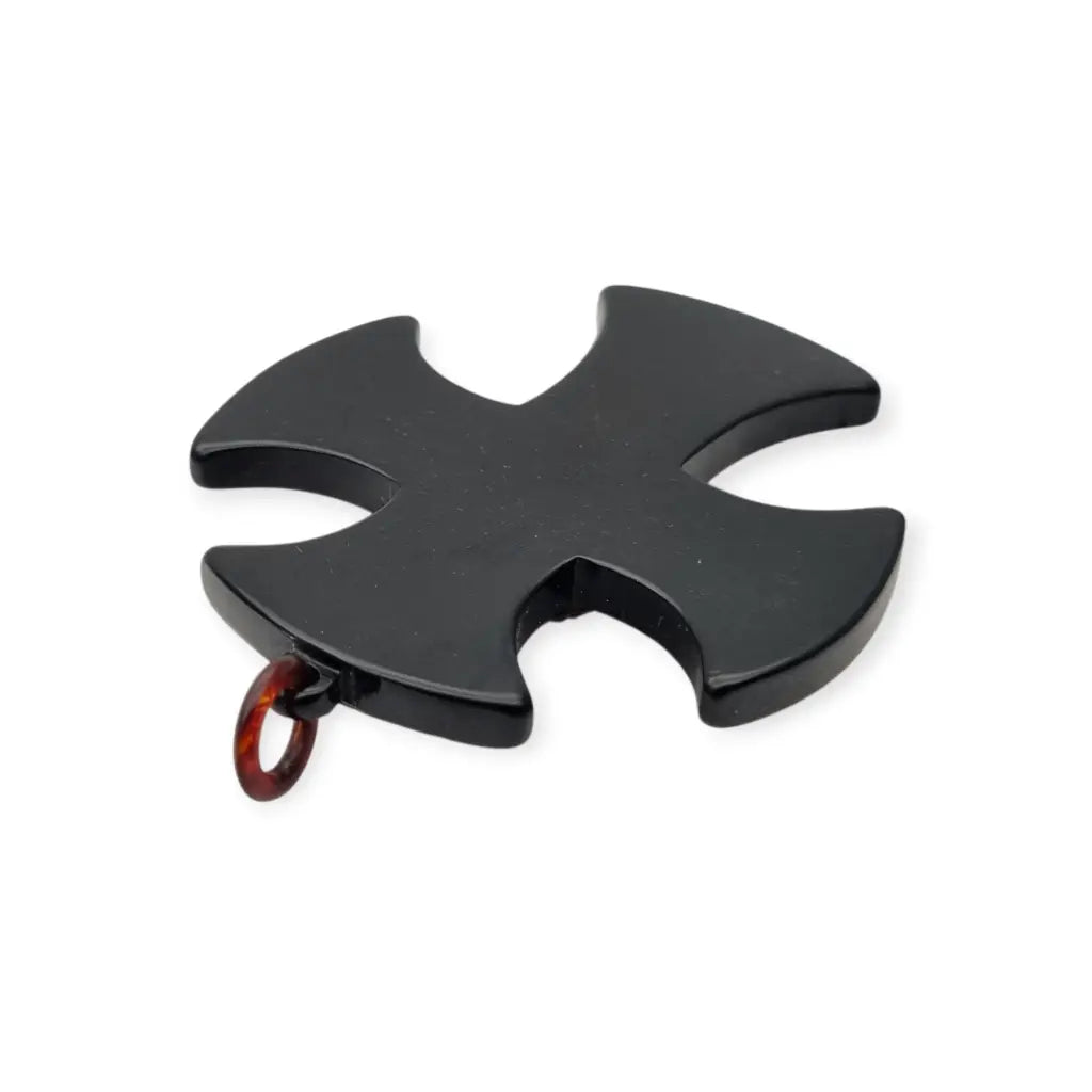 Colgante cruz art déco con incrustaciones y strass baquelita grabada años