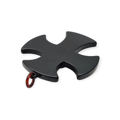 Colgante cruz art déco con incrustaciones y strass baquelita grabada años