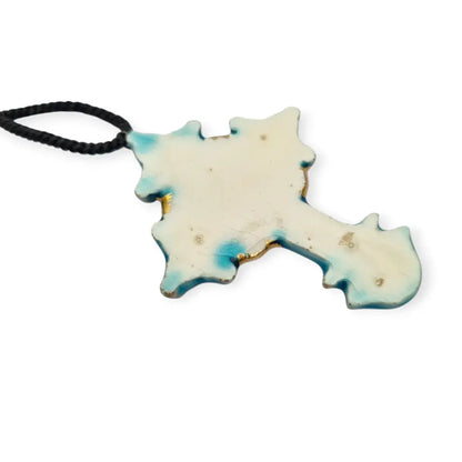 Colgante cruz esmaltada azul y dorado colgante religioso vintage francés d elos