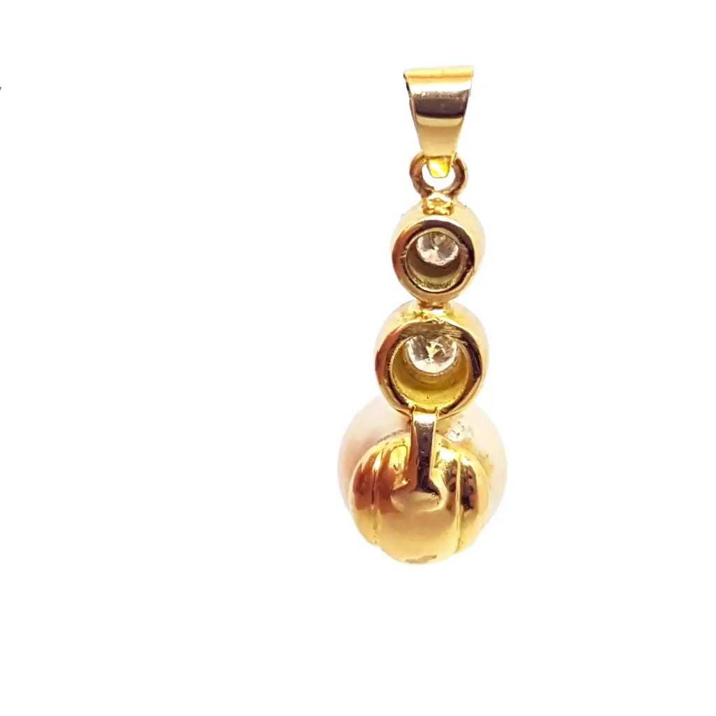 Colgante de oro con diamantes y perlas amarillo 18k joyas brillantes