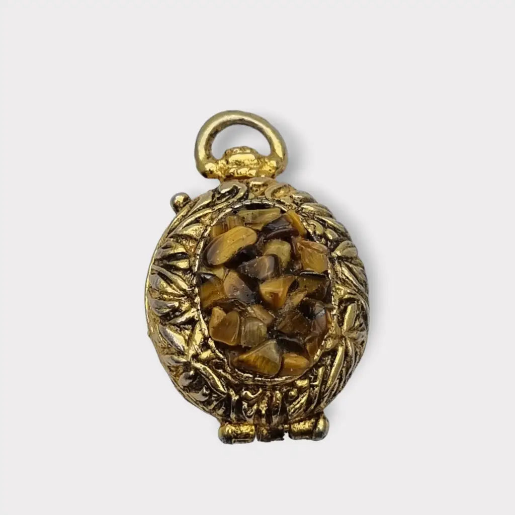 Colgante con foto medallón de oro ojo tigre la marca Hollywood