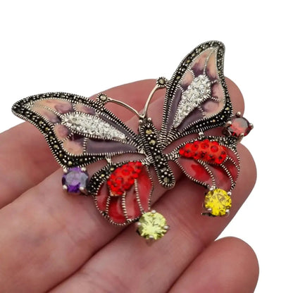 Colgante mariposa con piedras naturales para cadena charm mediano Circa 2000.