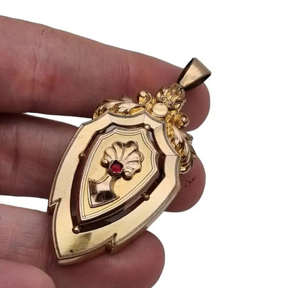 Antique gold clasp victorian medallion pendant embellished