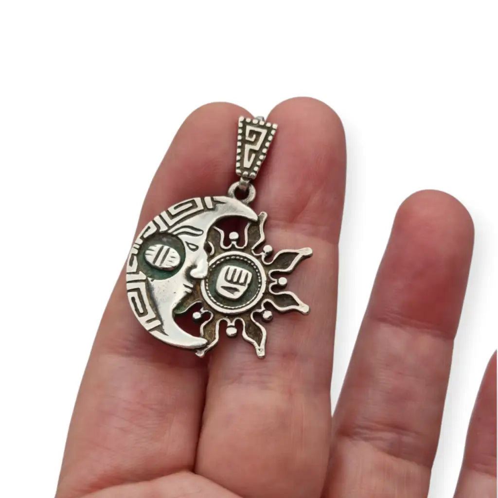 Colgante mexicano de sol y luna en plata maya 925 modelo MM 229 TASMAN