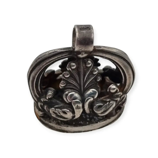 Colgante de plata corona para sellar estilo Biedermeier joyería vintage
