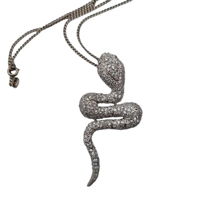 Colgante serpiente plata colgante brillante collar circón joyería