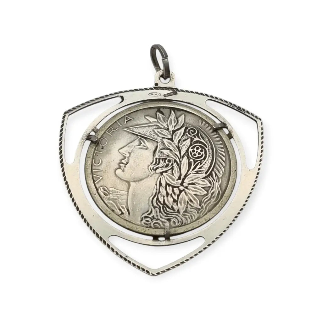 Colgante Victoria de plata 800 joyeria italiana vintage estilo modernista.