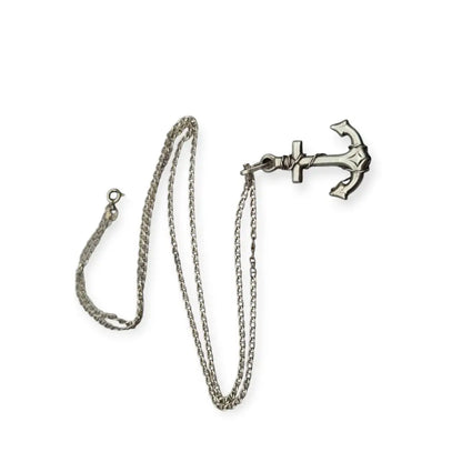 Colgante vintage de ancla plata con cadena estilo náutico circa 1970 80.