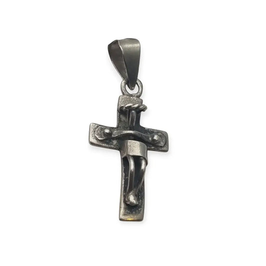 Colgante vintage de plata 925 crucifijo elaborado en México años 90.