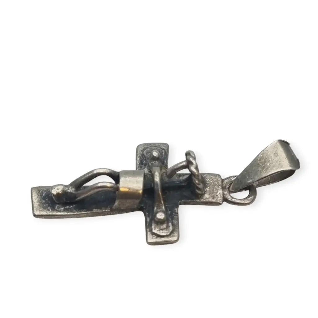Colgante vintage de plata 925 crucifijo elaborado en México años 90.