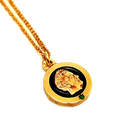 Collar John Deere en oro de 10 kt y esmeralda Joya coleccionismo Circa XX