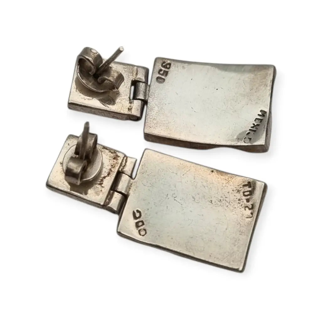 Conjunto Art Decó geométrico mexicano en plata 950 y ónix: Collar pulsera