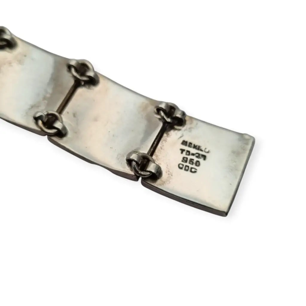 Conjunto Art Decó geométrico mexicano en plata 950 y ónix: Collar pulsera