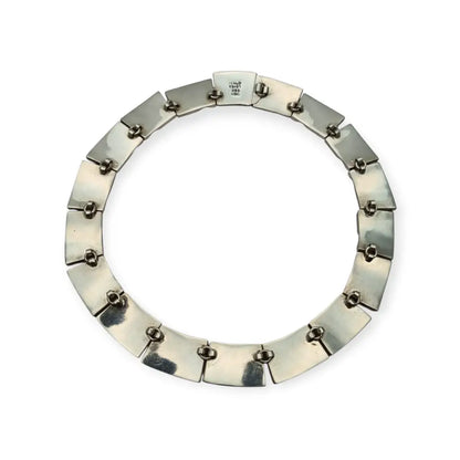 Conjunto Art Decó geométrico mexicano en plata 950 y ónix: Collar pulsera
