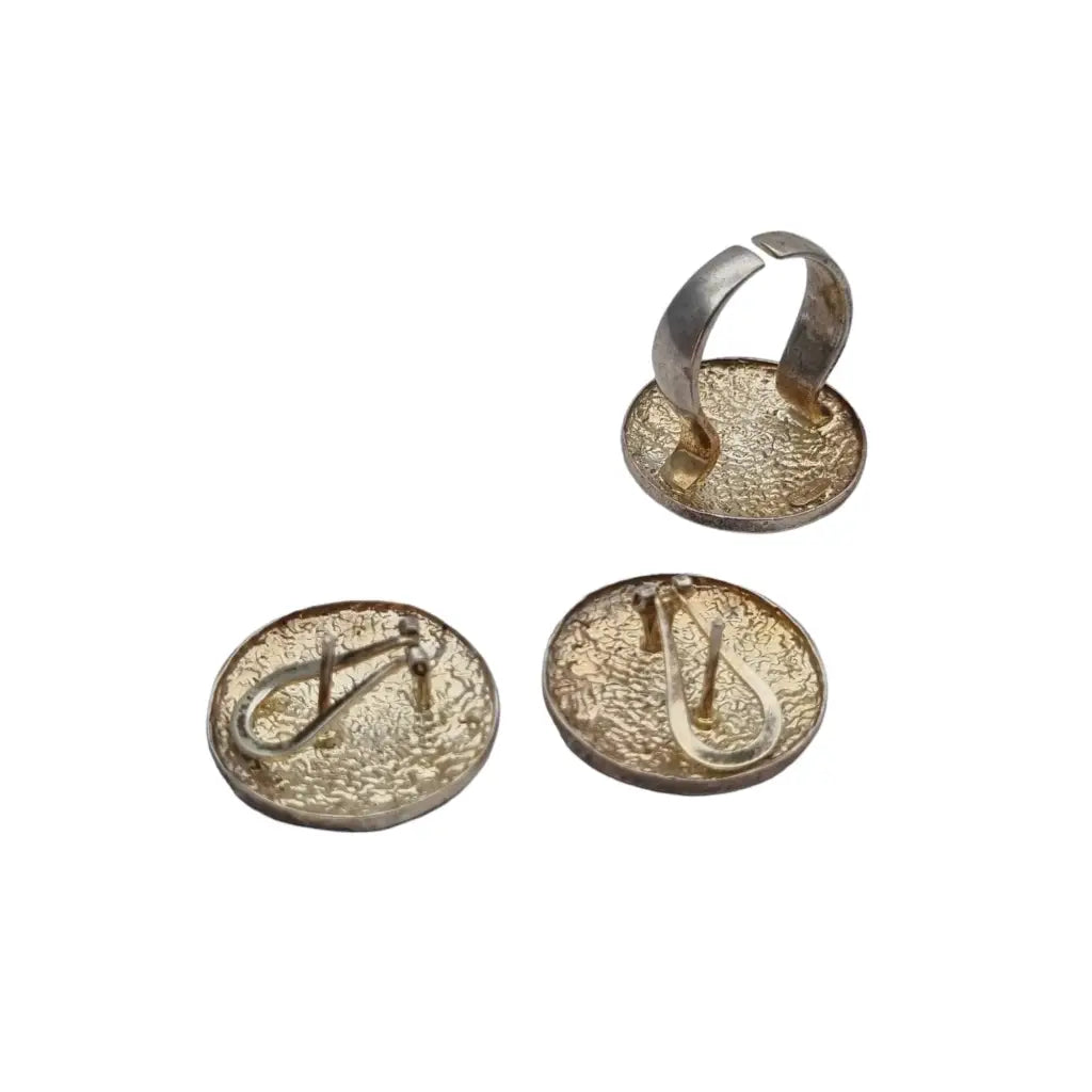 Conjunto de anillo y pendientes plata esmaltada