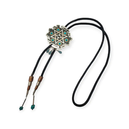 Corbata bolo mexicana en plata.925 y madera metales mixtos Piedra Negra