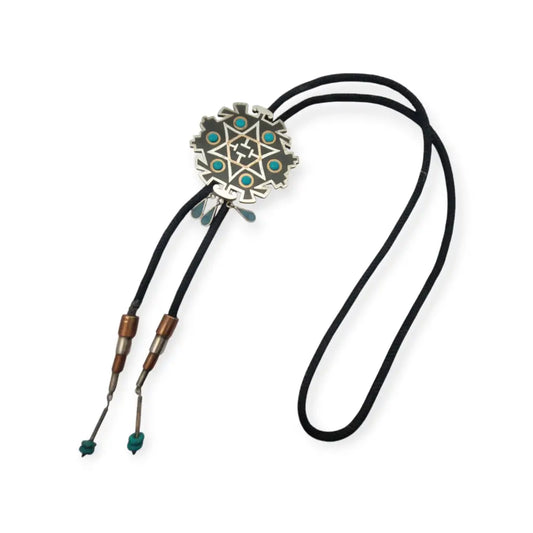 Corbata bolo mexicana en plata.925 y madera metales mixtos Piedra Negra