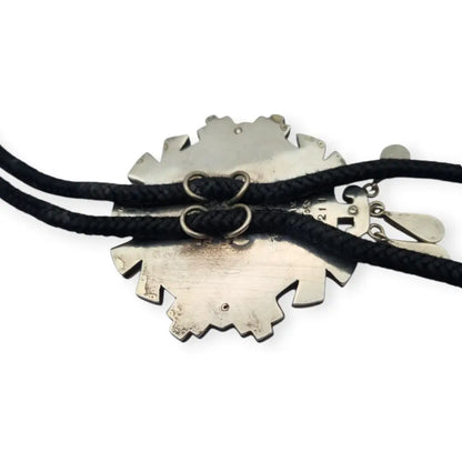Corbata bolo mexicana en plata.925 y madera metales mixtos Piedra Negra