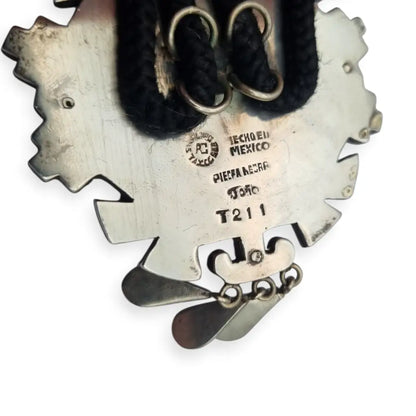 Corbata bolo mexicana en plata.925 y madera metales mixtos Piedra Negra