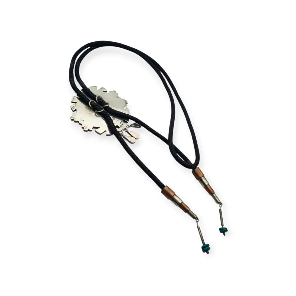 Corbata bolo mexicana en plata.925 y madera metales mixtos Piedra Negra