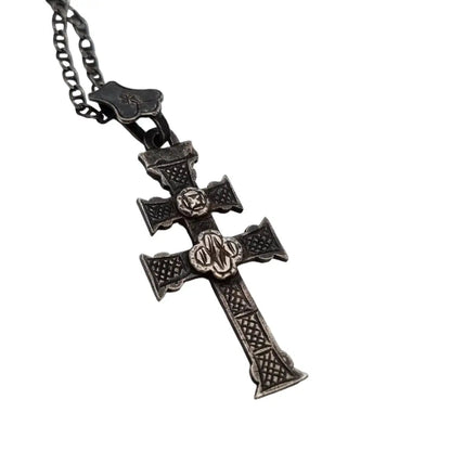 Silver patriarchal cross pendant with silver chain sterling silver pendant LaBizarreSusu