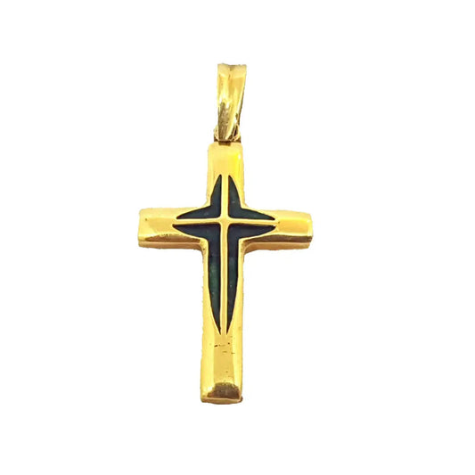 Colgante cruz religiosa oro 18k crucifijo esmaltado regalos para mujeres