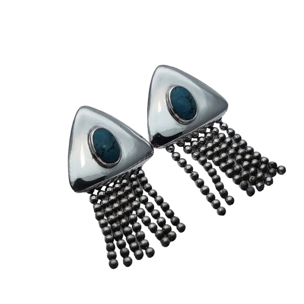 Pendientes triangulares para mujer plata de ley 925 azul turquesa pendientes