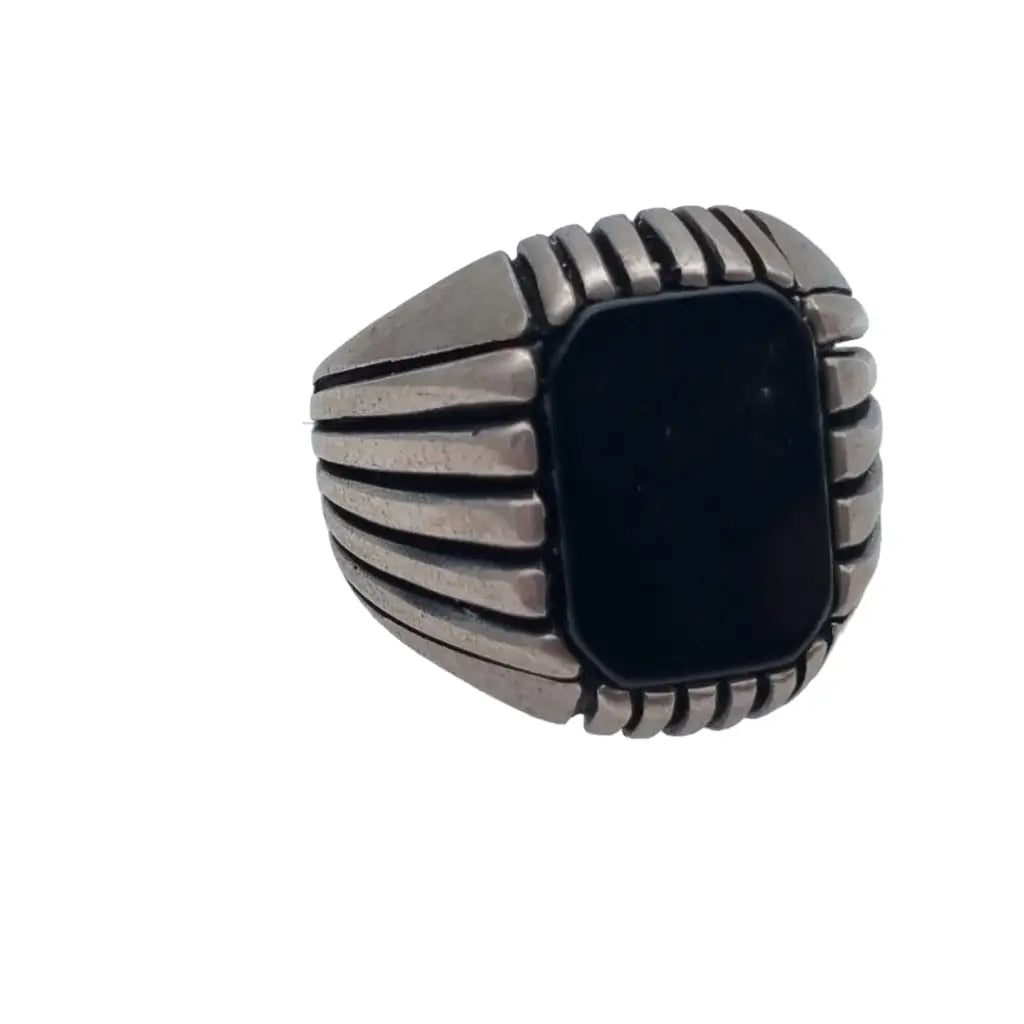 Anillo de ónix negro en plata 925 estilo anillo sello para hombre joyería