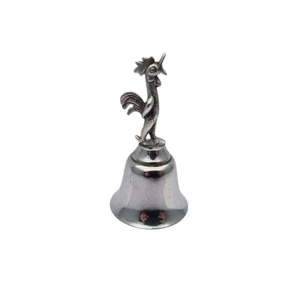 Campana de plata campanilla mano o mesa con gallo decoración