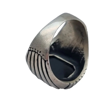 Anillo de ónix negro en plata 925 estilo anillo sello para hombre joyería