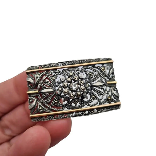 Broche de plata estilo victoriano antiguo para mujer SXX. Joyería antigua