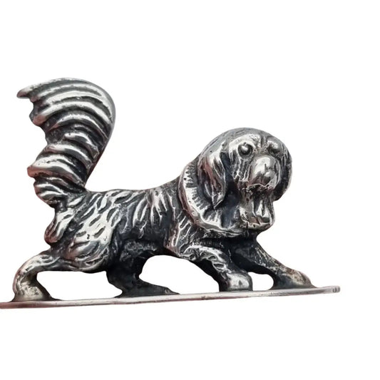 Figura perro plata vintage miniatura contrastada figura