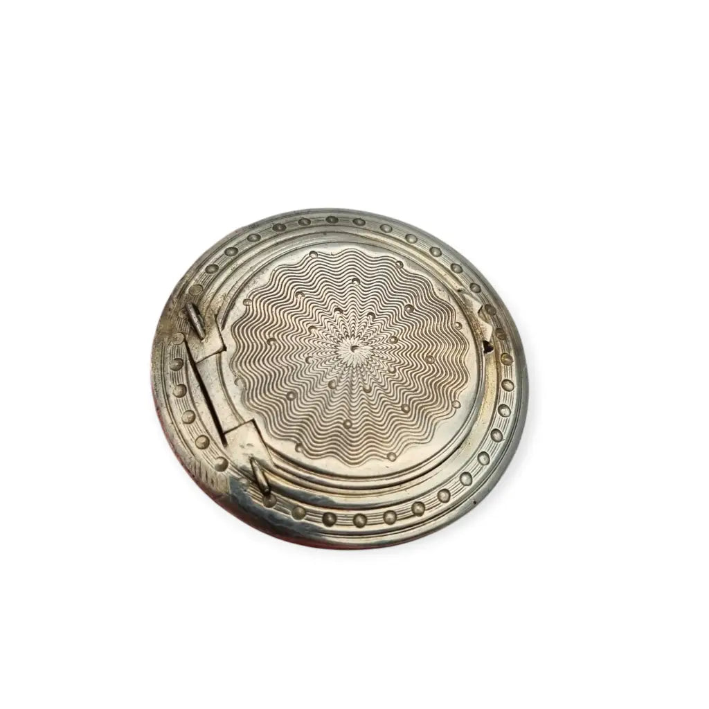 Estuche arte deco pequeño vintage para rubor grabado en plata años 20.