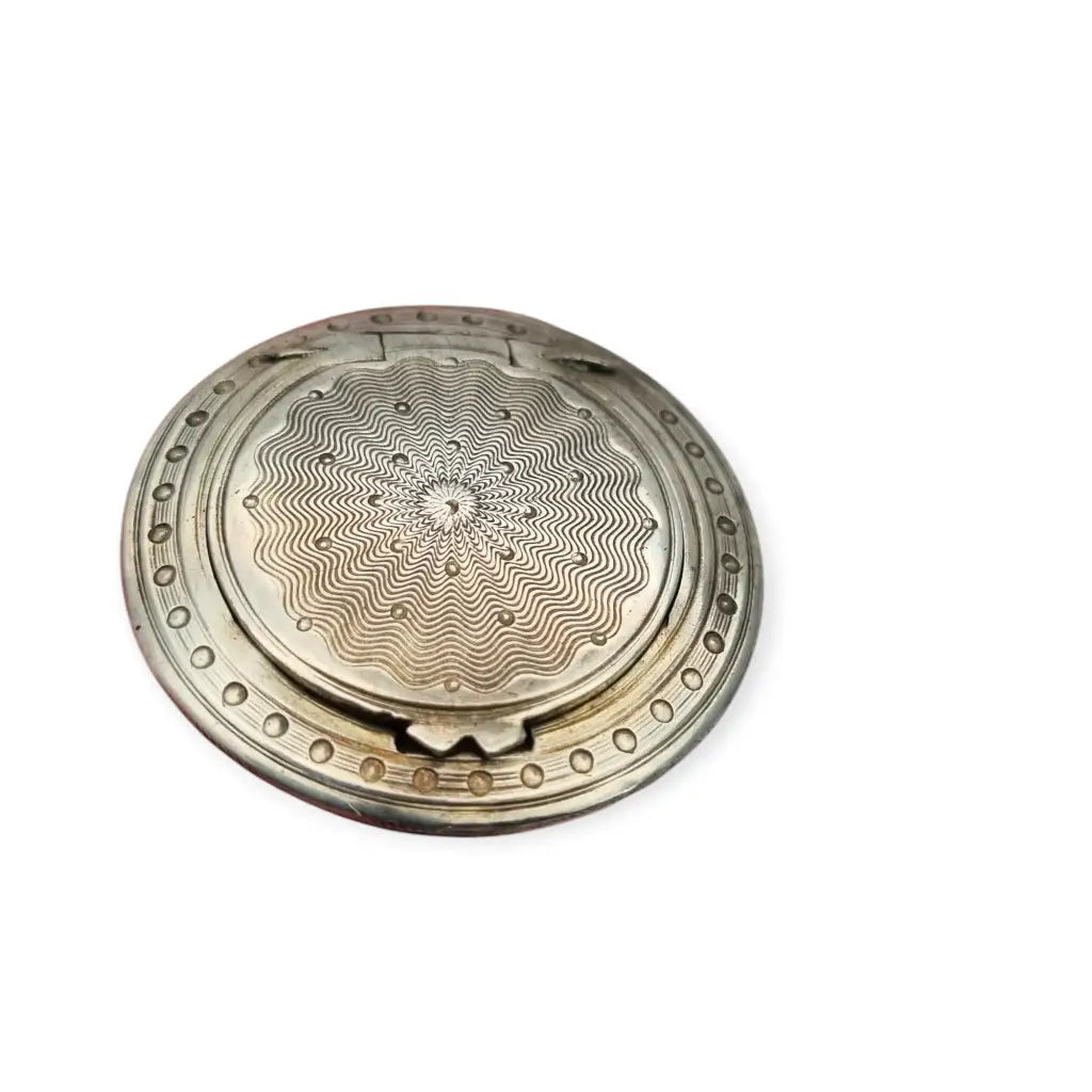Estuche arte deco pequeño vintage para rubor grabado en plata años 20.