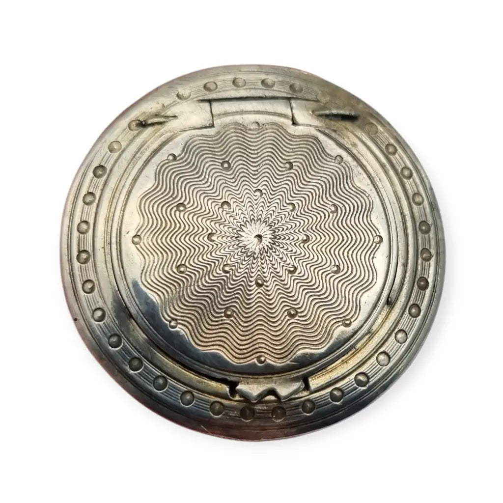 Estuche arte deco pequeño vintage para rubor grabado en plata años 20.