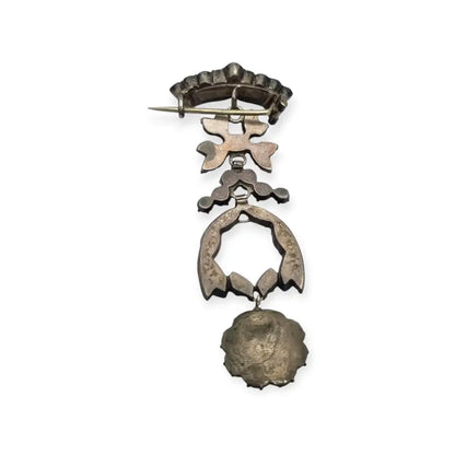 Excepcional broche victoriano de plata y cristal blanco elegante estilo