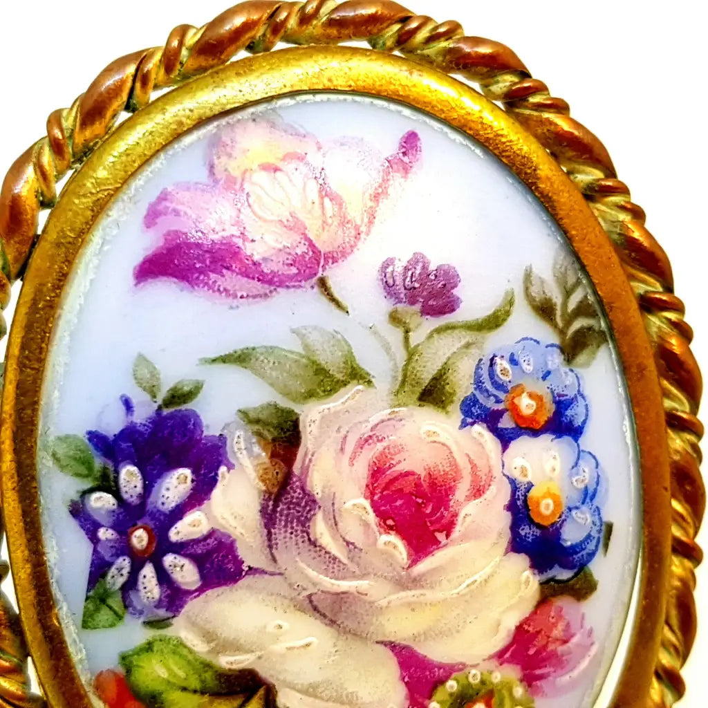 Broche Vintage/Broche de Limoges/Broche Francés. porcelana Limoges.