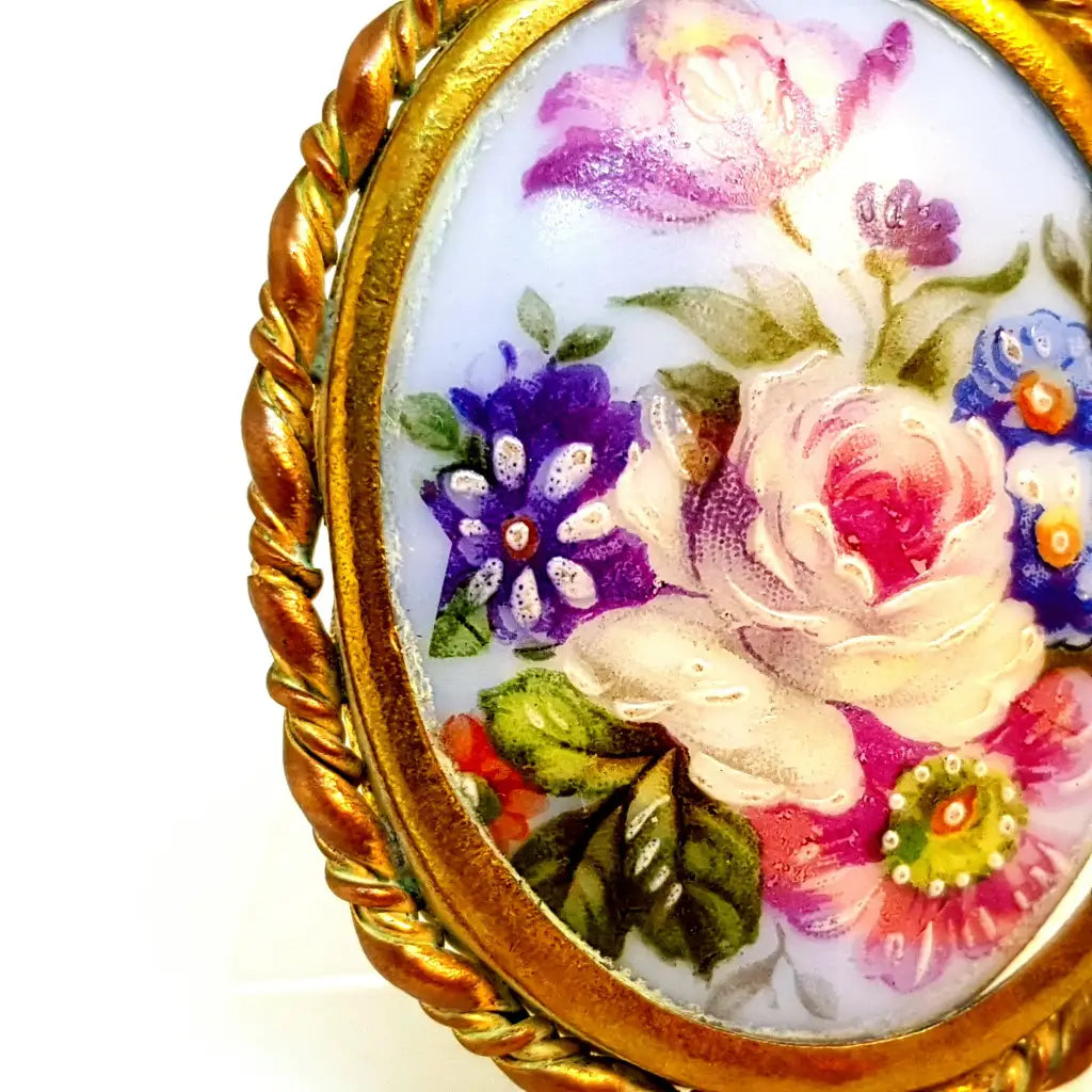 Broche Vintage/Broche de Limoges/Broche Francés. porcelana Limoges.