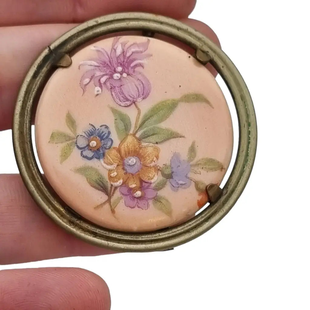 Broche floral antiguo de Limoges porcelana francesa complementos colección