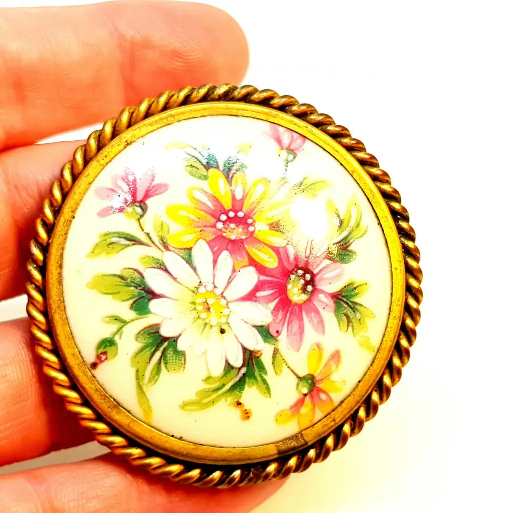 Broche Vintage/Broche de Limoges/Broche Francés. porcelana Limoges.