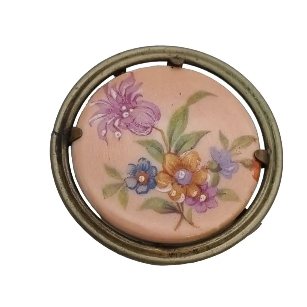 Broche floral antiguo de Limoges porcelana francesa complementos colección