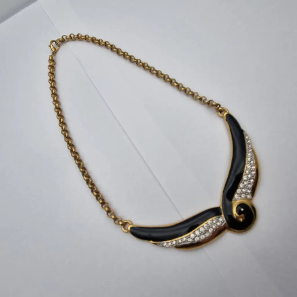 Gargantilla dorada collar de cadena bañado en oro vintage colgante estilo art