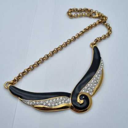 Gargantilla dorada collar de cadena bañado en oro vintage colgante estilo art