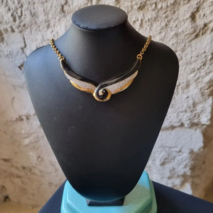 Gargantilla dorada collar de cadena bañado en oro vintage colgante estilo art