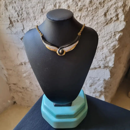 Gargantilla dorada collar de cadena bañado en oro vintage colgante estilo art