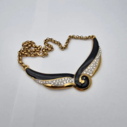 Gargantilla dorada collar de cadena bañado en oro vintage colgante estilo art