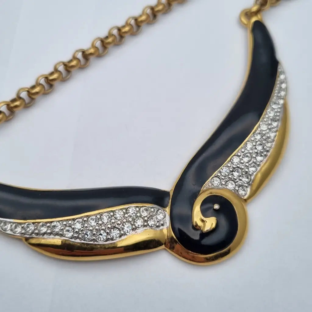 Gargantilla dorada collar de cadena bañado en oro vintage colgante estilo art